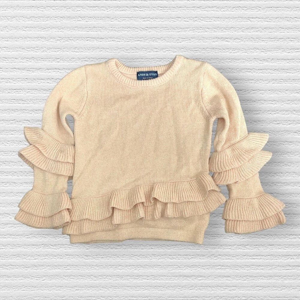 Andy & Evens 3t Pink Shimmer Ruffle Sweater